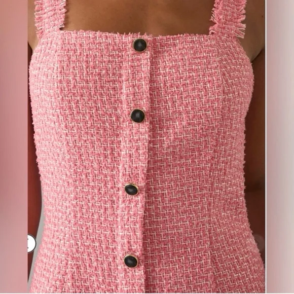 miami Pink Tweed Button-Front Mini Dress - Picture 4 of 9